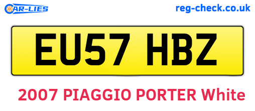 EU57HBZ are the vehicle registration plates.