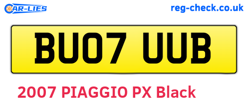 BU07UUB are the vehicle registration plates.