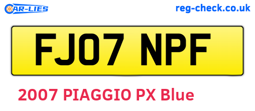 FJ07NPF are the vehicle registration plates.