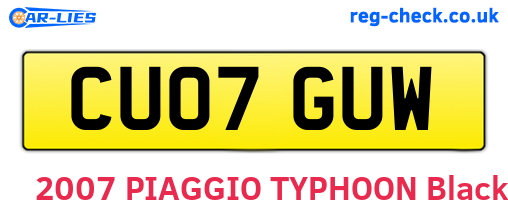 CU07GUW are the vehicle registration plates.