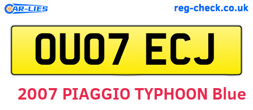 OU07ECJ are the vehicle registration plates.