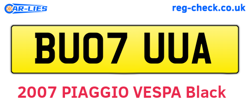 BU07UUA are the vehicle registration plates.