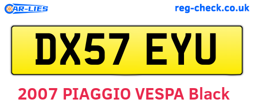 DX57EYU are the vehicle registration plates.
