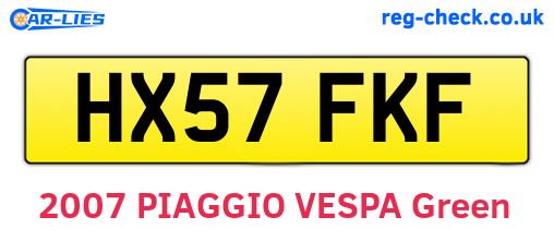 HX57FKF are the vehicle registration plates.