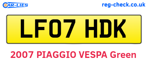 LF07HDK are the vehicle registration plates.