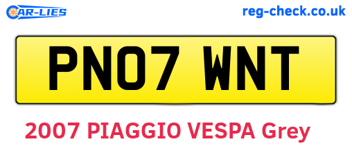 PN07WNT are the vehicle registration plates.