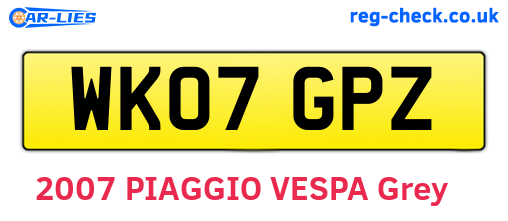 WK07GPZ are the vehicle registration plates.