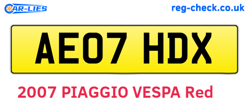 AE07HDX are the vehicle registration plates.