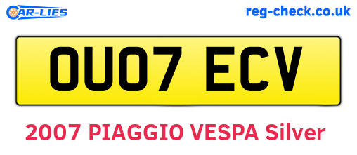 OU07ECV are the vehicle registration plates.