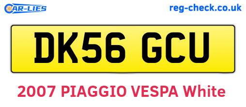 DK56GCU are the vehicle registration plates.