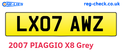 LX07AWZ are the vehicle registration plates.