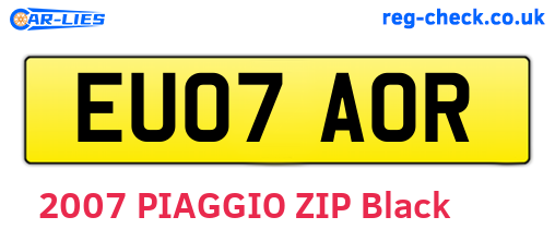 EU07AOR are the vehicle registration plates.
