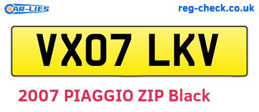 VX07LKV are the vehicle registration plates.