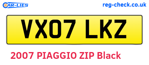 VX07LKZ are the vehicle registration plates.