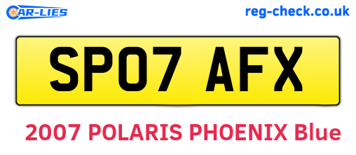 SP07AFX are the vehicle registration plates.