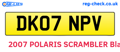 DK07NPV are the vehicle registration plates.