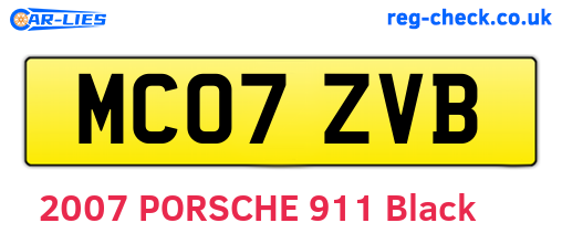 MC07ZVB are the vehicle registration plates.