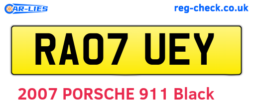RA07UEY are the vehicle registration plates.