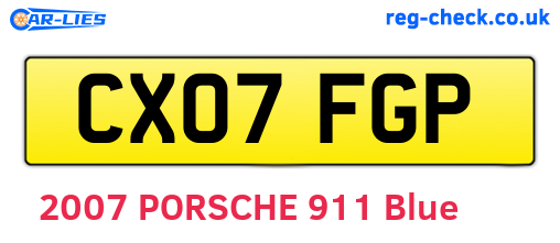 CX07FGP are the vehicle registration plates.
