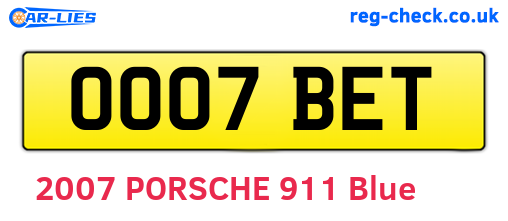 OO07BET are the vehicle registration plates.