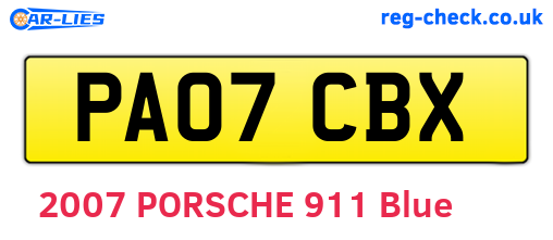 PA07CBX are the vehicle registration plates.