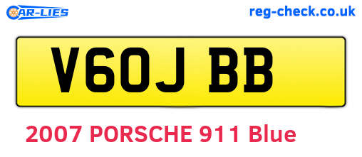 V60JBB are the vehicle registration plates.