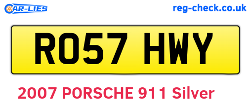 RO57HWY are the vehicle registration plates.