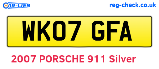 WK07GFA are the vehicle registration plates.