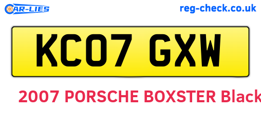 KC07GXW are the vehicle registration plates.