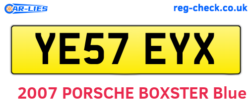 YE57EYX are the vehicle registration plates.