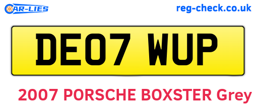 DE07WUP are the vehicle registration plates.