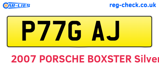 P77GAJ are the vehicle registration plates.