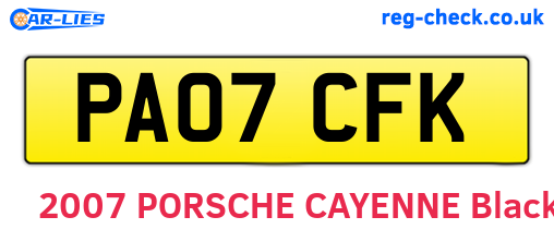 PA07CFK are the vehicle registration plates.