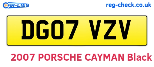 DG07VZV are the vehicle registration plates.