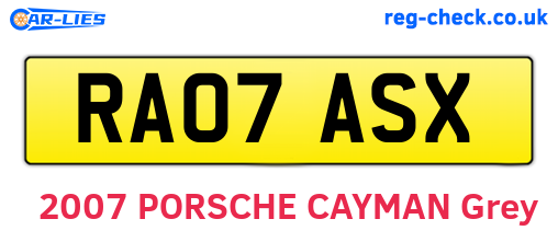 RA07ASX are the vehicle registration plates.