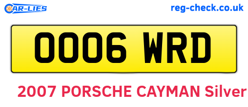 OO06WRD are the vehicle registration plates.
