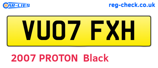 VU07FXH are the vehicle registration plates.