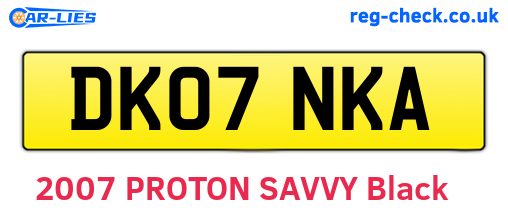 DK07NKA are the vehicle registration plates.
