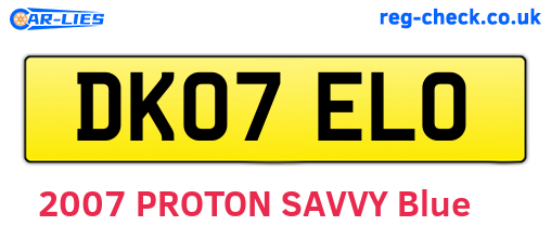 DK07ELO are the vehicle registration plates.