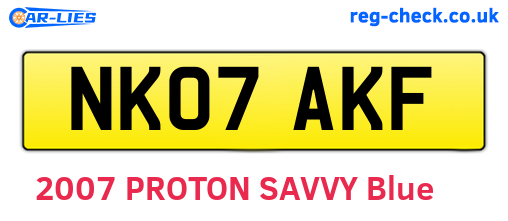 NK07AKF are the vehicle registration plates.