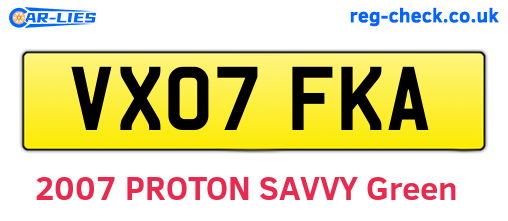 VX07FKA are the vehicle registration plates.