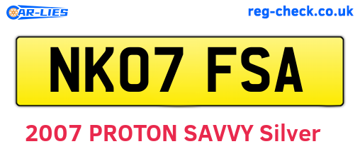 NK07FSA are the vehicle registration plates.