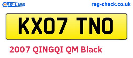 KX07TNO are the vehicle registration plates.