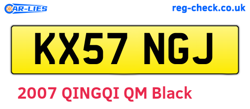 KX57NGJ are the vehicle registration plates.