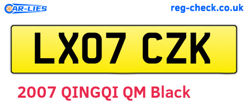 LX07CZK are the vehicle registration plates.