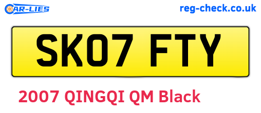 SK07FTY are the vehicle registration plates.