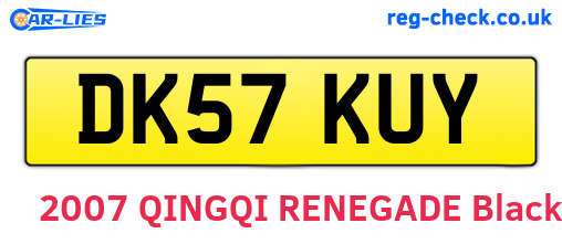 DK57KUY are the vehicle registration plates.