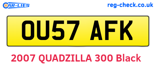 OU57AFK are the vehicle registration plates.