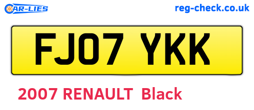 FJ07YKK are the vehicle registration plates.