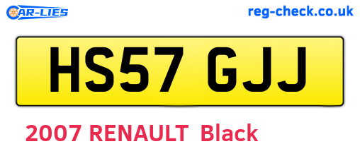 HS57GJJ are the vehicle registration plates.